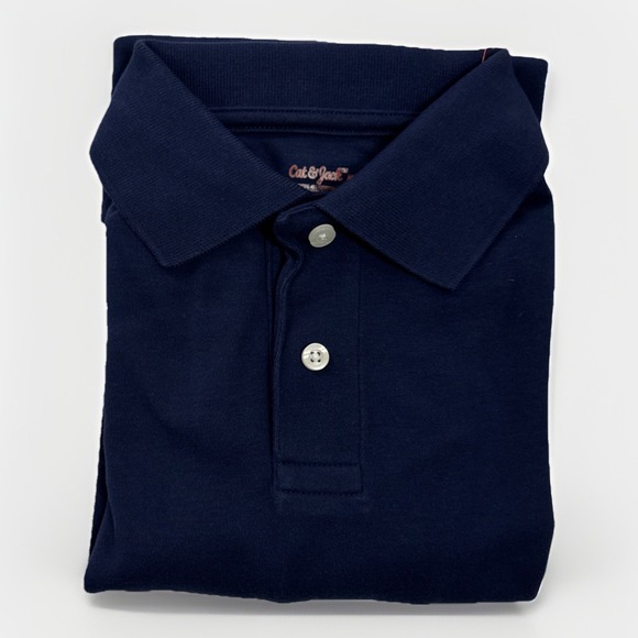 Cat & Jack Kids Boys School Uniform Polo Shirt Size Medium Navy Short Sleeve NWT - Picture 1 of 7